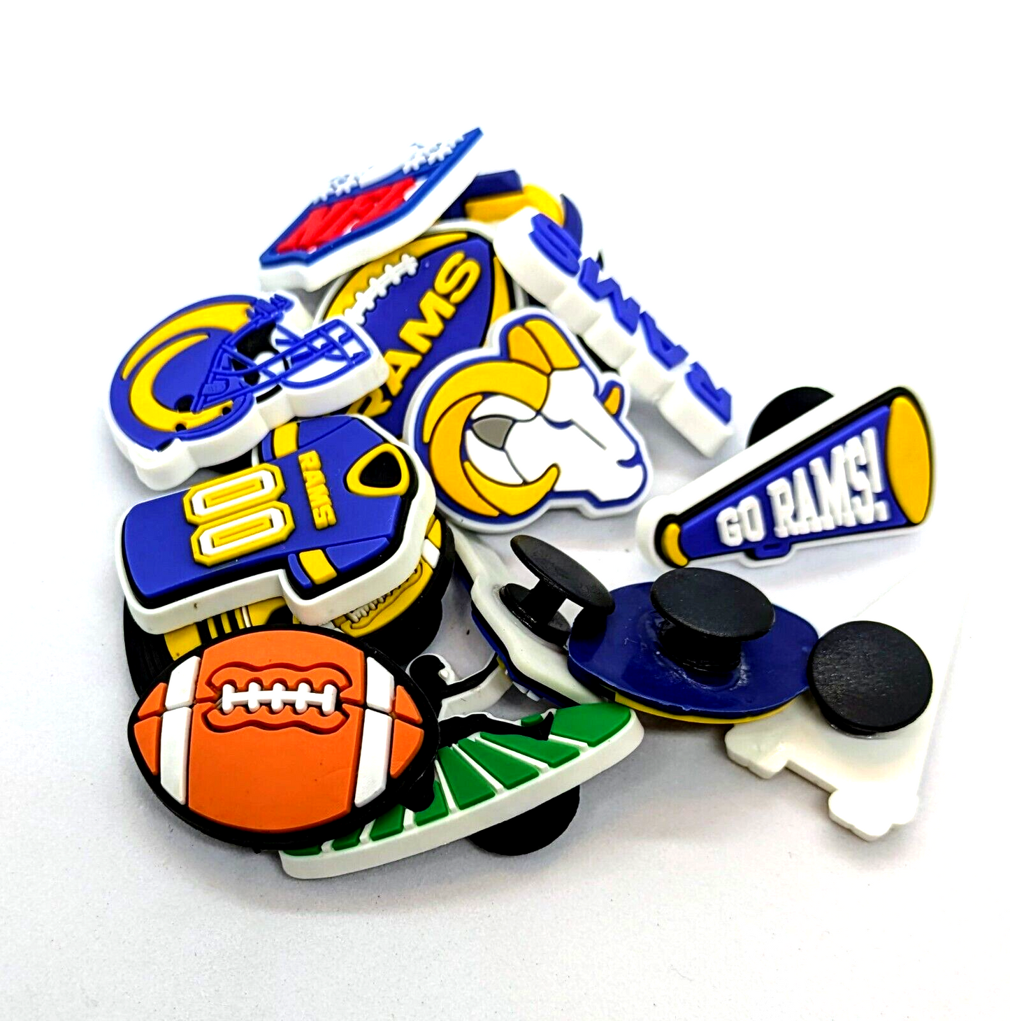 LOS ANGELES RAMS SHOE CHARMS (14pcs) Football Cool Gift Accessories Set Lot