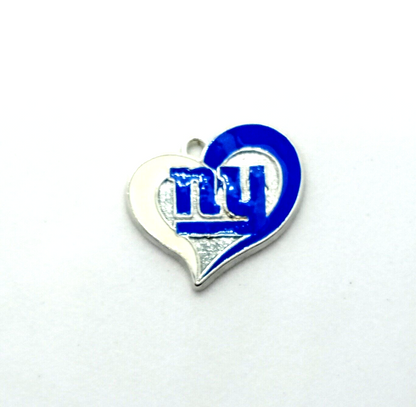 NEW YORK GIANTS HEART CHARM (x1) Big Discounts for Multiple Charms NFL Pendant