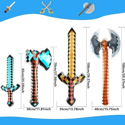 MINECRAFT INFLATEABLE WEAPONS (10pcs) Pixel Blow-up Sword Axe Video Game Gift