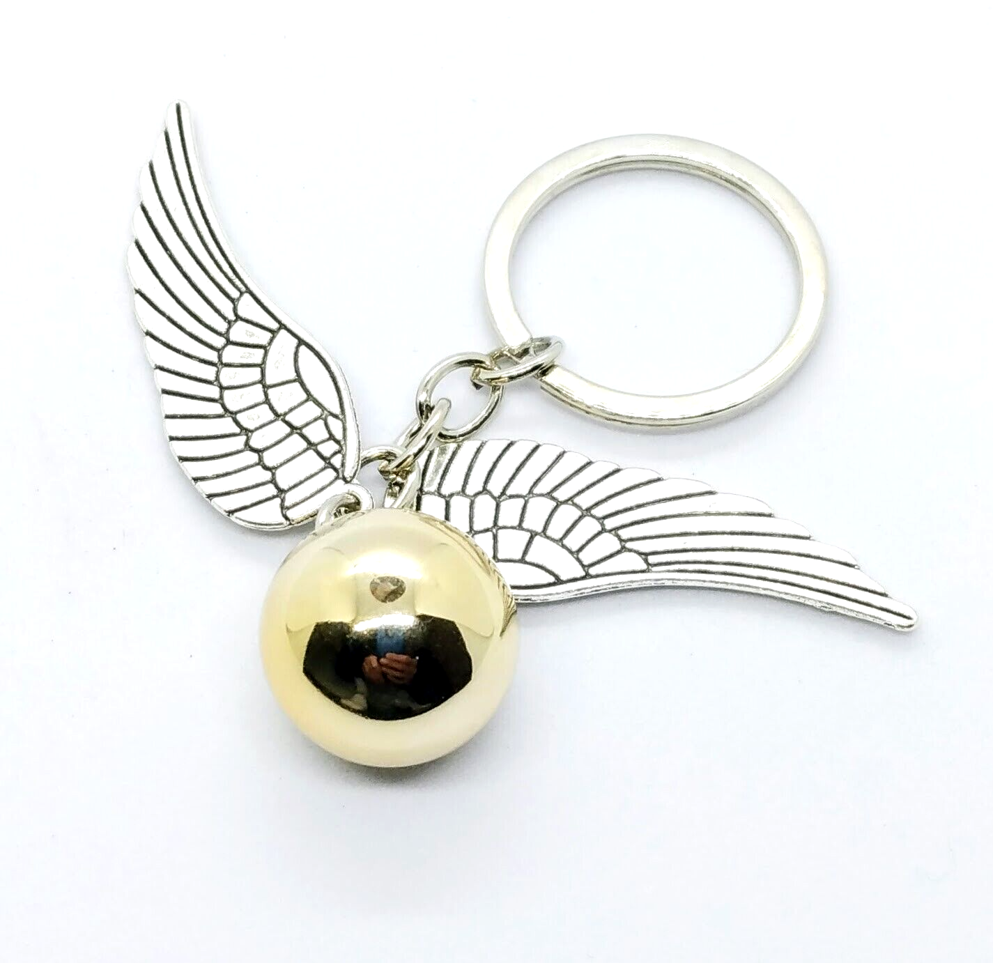 QUIDDITCH SNITCH KEYCHAIN Harry Potter Gold Metal Ball & Wings Key Chain/Keyring