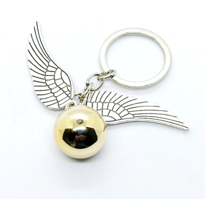 QUIDDITCH SNITCH KEYCHAIN Harry Potter Gold Metal Ball & Wings Key Chain/Keyring