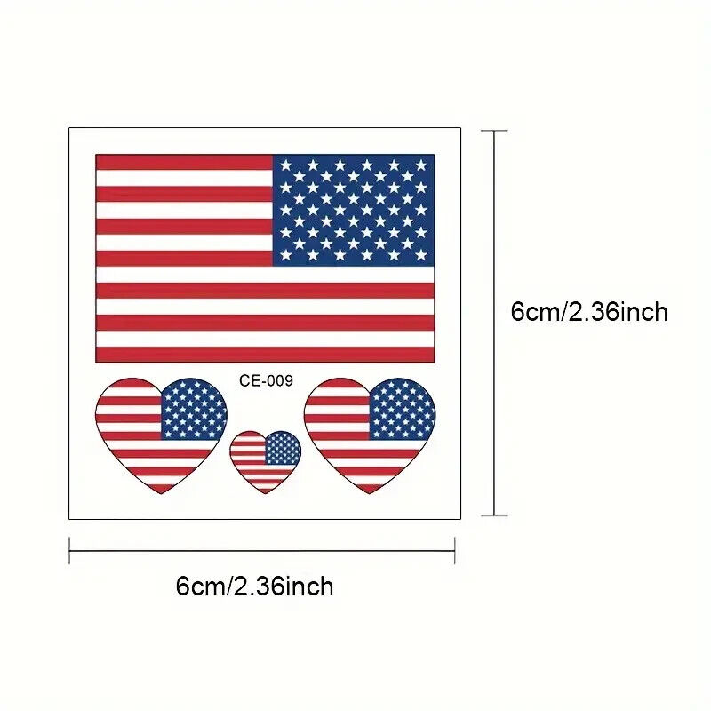 AMERICAN FLAG TEMPORARY TATTOOS (x5) Five Sheets USA Patriotic July 4th