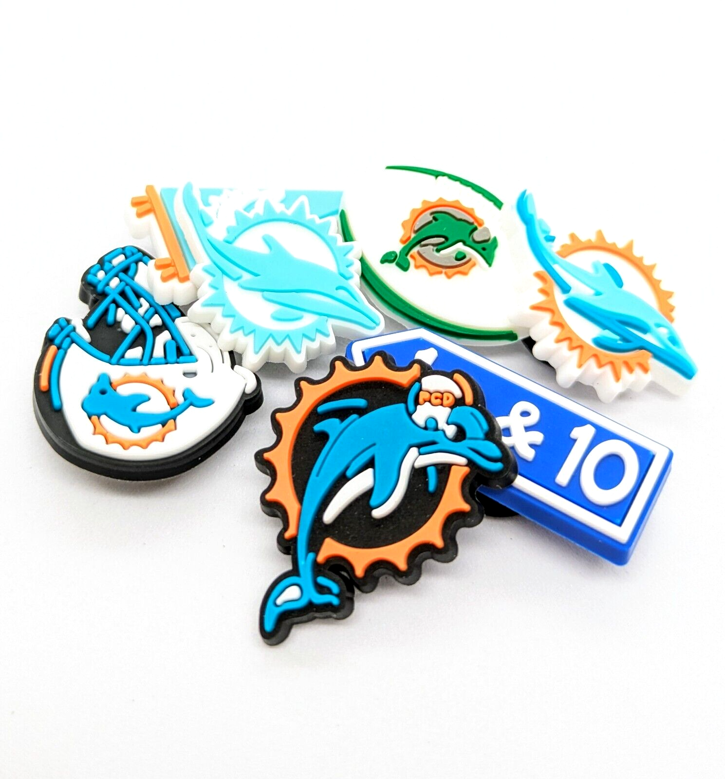 MIAMI DOLPHINS SHOE CHARMS (7pcs) Football Team Gift Accessories