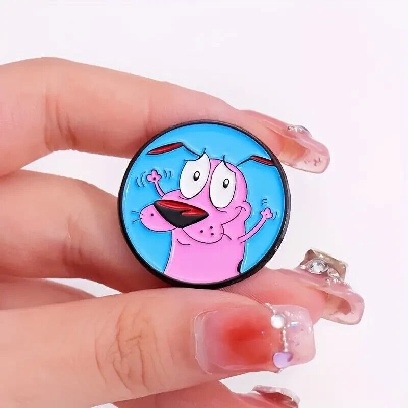 COURAGE THE COWARDLY DOG PIN Cartoon Bubble Enamel Brooch 90s 1990s Cartoon Toon