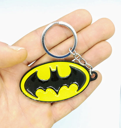 BATMAN KEYCHAIN Bat Logo Yellow and Black Design Key Chain/Keyring