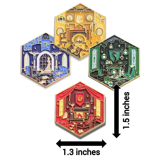 HARRY POTTER PIN SET (4pcs) All Hogwarts House Common Rooms Enamel Brooch Lot