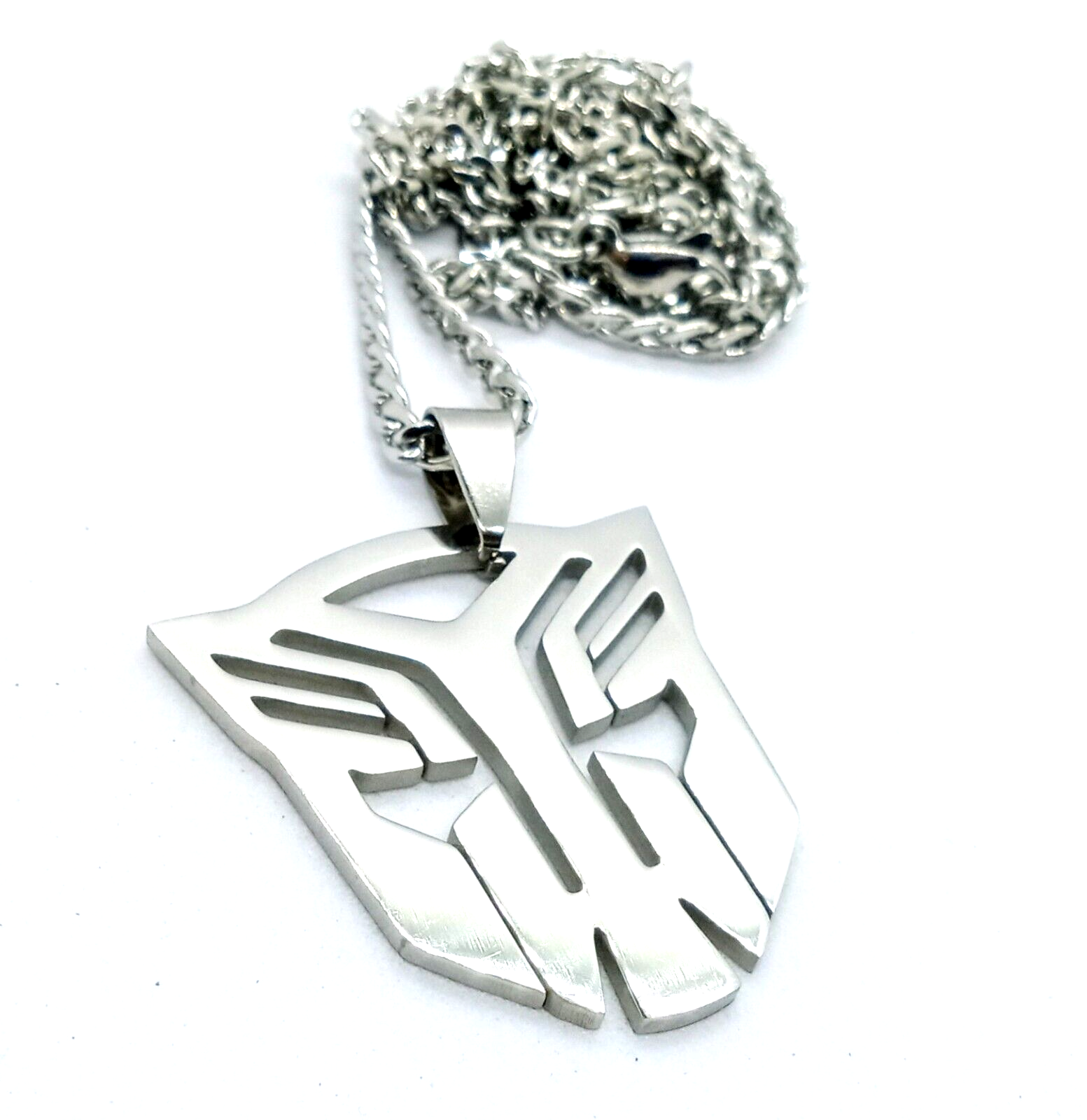 TRANSFORMERS NECKLACE Silver Stainless Steel Autobot Pendant & 23" Chain