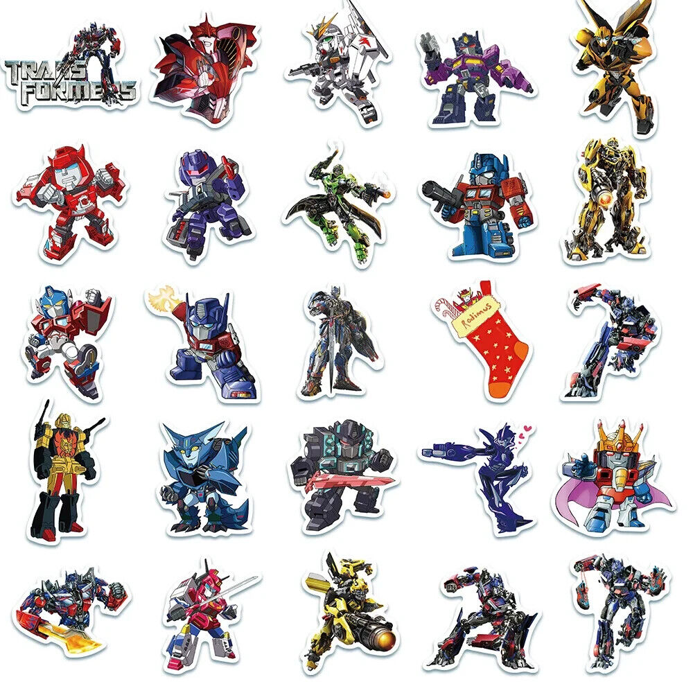 TRANSFORMERS STICKERS (50pcs) Fifty Unique Die-Cut Decal w/ Autobots Decepticons