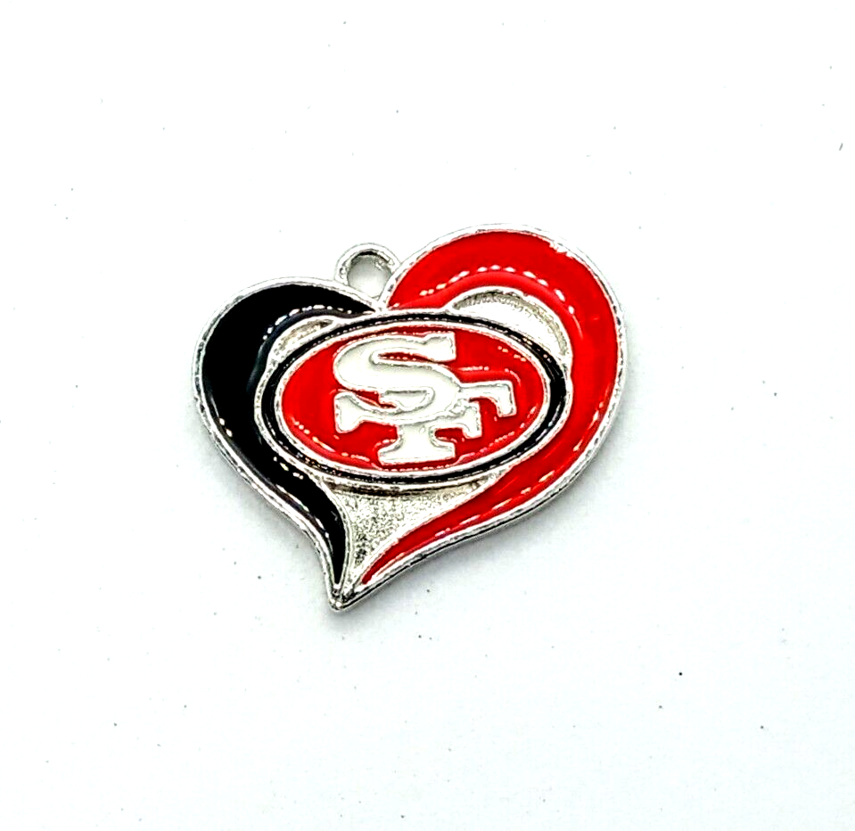 SAN FRANCISCO 49ERS HEART CHARM (x1) Big Discounts for Multiple - NFL Pendant