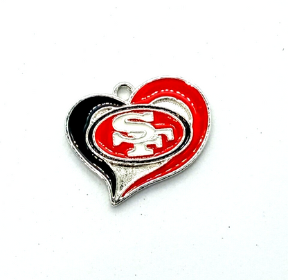 SAN FRANCISCO 49ERS HEART CHARM (x1) Big Discounts for Multiple - NFL Pendant