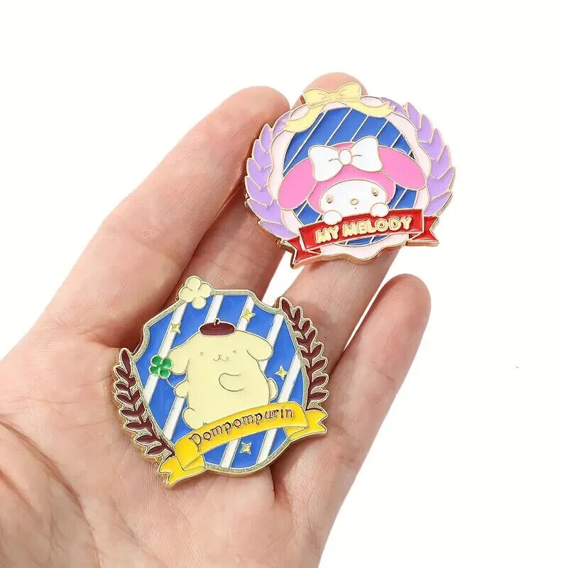 HELLO KITTY COAT OF ARMS PIN SET (5pcs) Cartoon Crest Enamel Lapel Brooch Lot