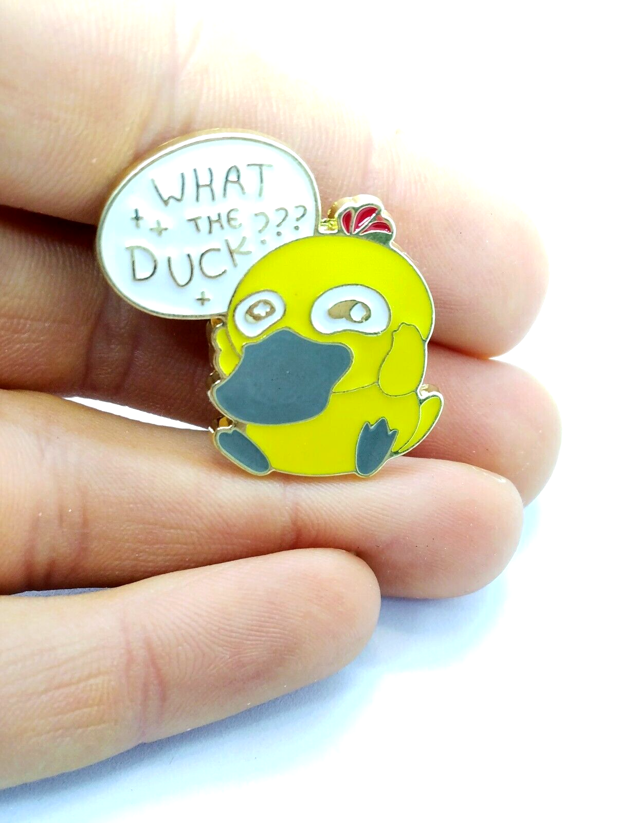 PSYDUCK "WHAT THE DUCK" PIN Funny Pokemon Enamel Lapel Brooch