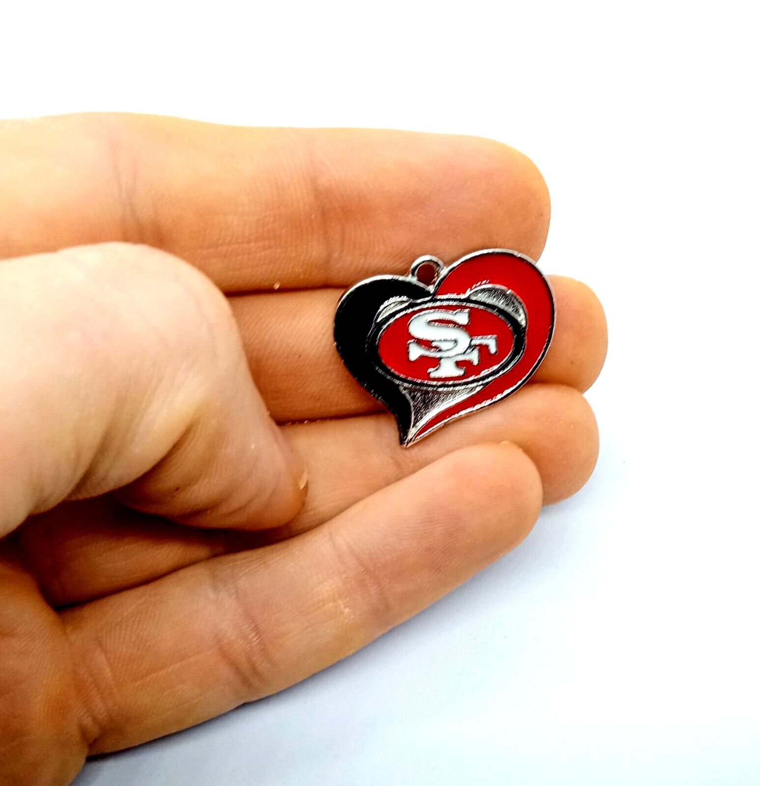 SAN FRANCISCO 49ERS HEART CHARM (x1) Big Discounts for Multiple - NFL Pendant