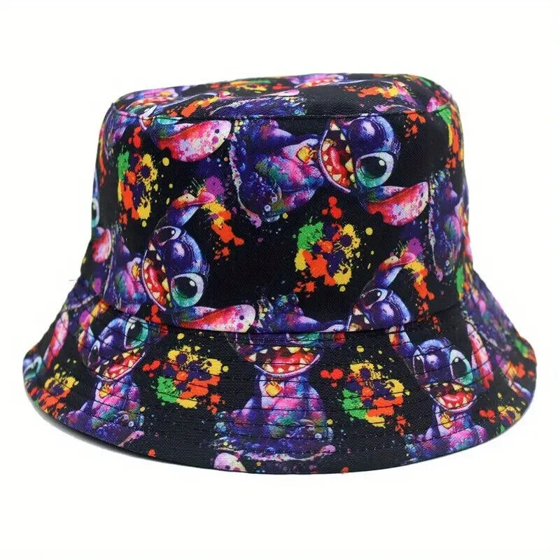 STITCH BUCKET HAT Disney Animation Cartoon Summer Sun Protection Adult Unisex