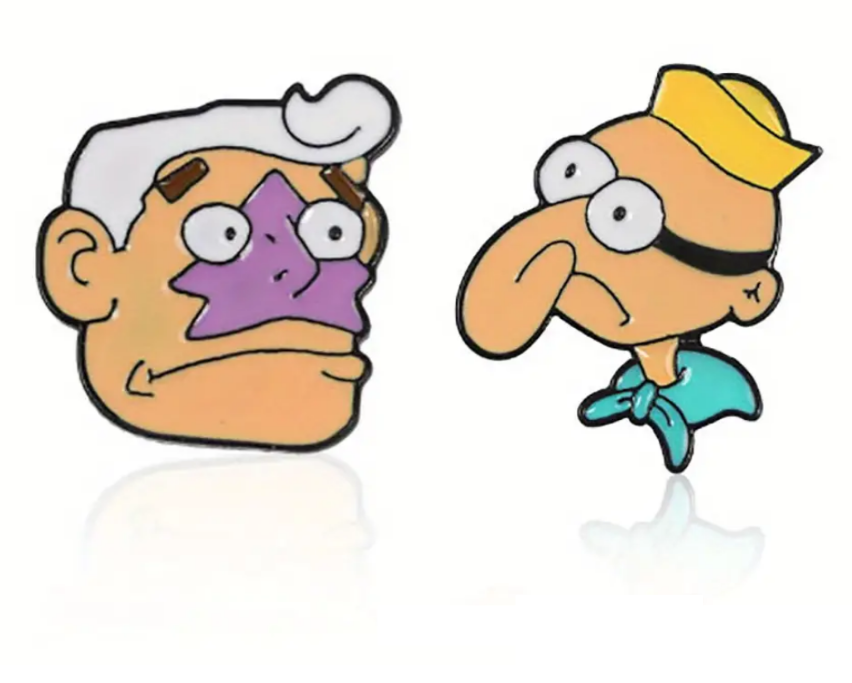 MERMAID MAN &BARNACLE BOY PIN SET (2pcs) Spongebob Cartoon Toon Enamel Brooches