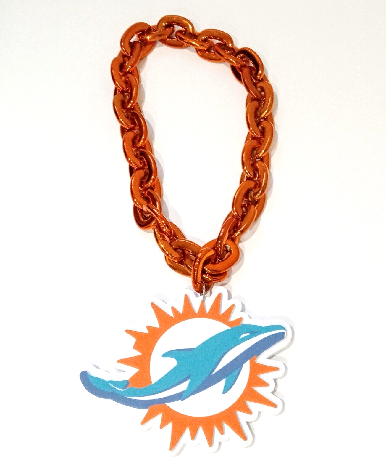 MIAMI DOLPHINS FOAM NECKLACE Orange Chain Large/Big/Jumbo Light-Weight Durable