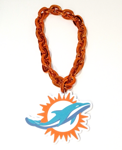 MIAMI DOLPHINS FOAM NECKLACE Orange Chain Large/Big/Jumbo Light-Weight Durable