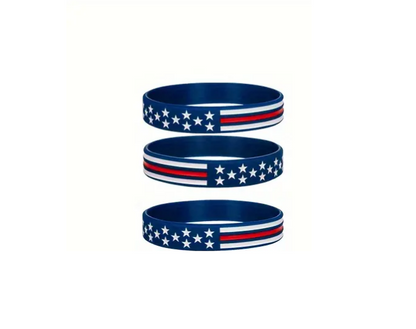 PATRIOTIC WRISTBANDS American Flag USA Flag July 4th Silicone Bracelet (1-12pcs)