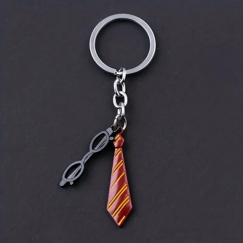 HARRY POTTER GLASSES & TIE PIN Eyeglasses Necktie Key Chain/Keyring (Cool Gift!)