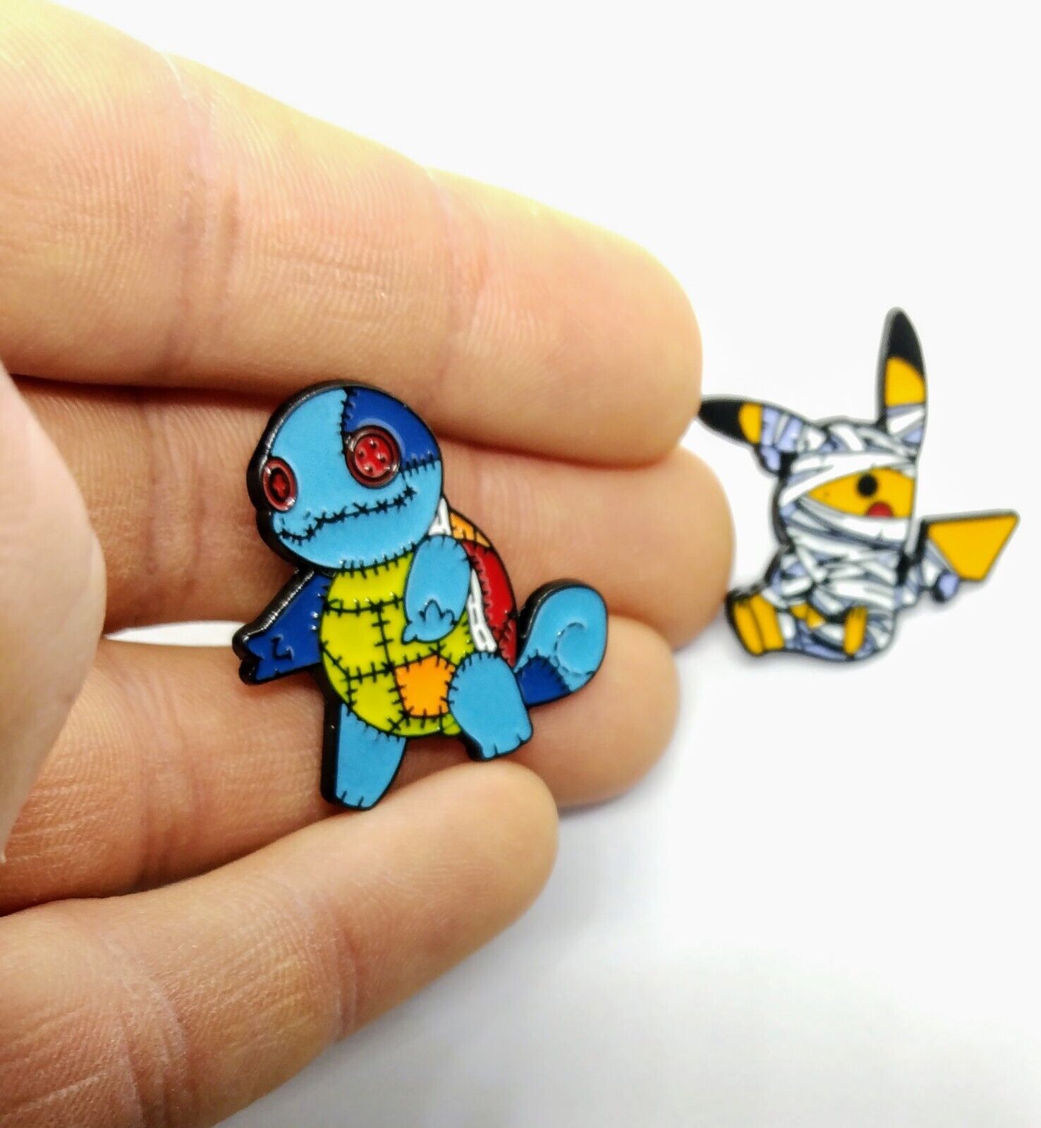 HALLOWEEN POKEMON PINS (2pcs) Mummy Pikachu & Zombie Squirtle Brooch Set Lot