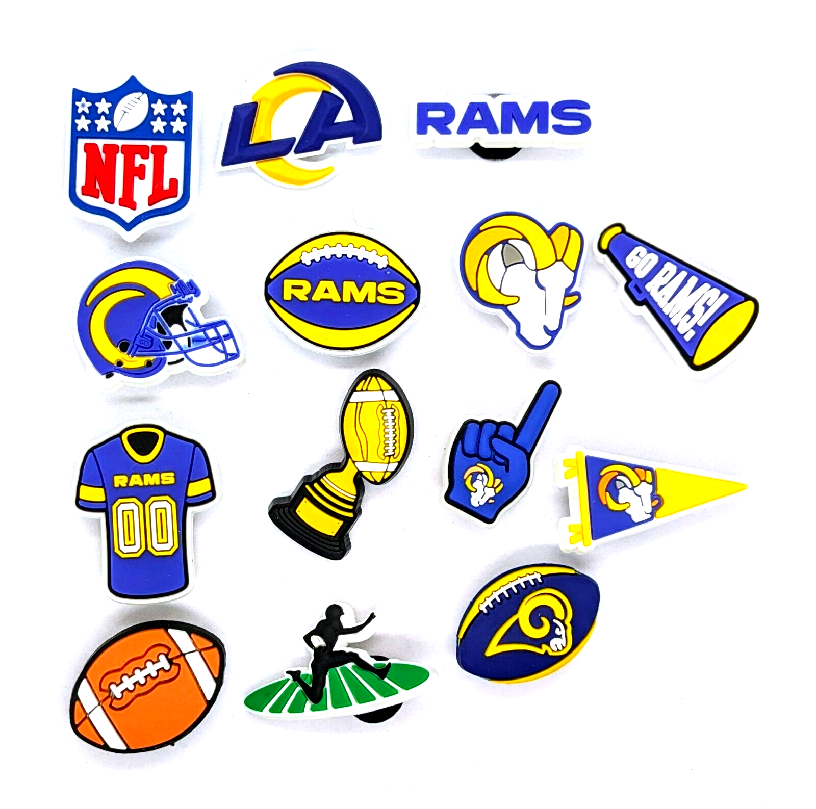 LOS ANGELES RAMS SHOE CHARMS (14pcs) Football Cool Gift Accessories Set Lot