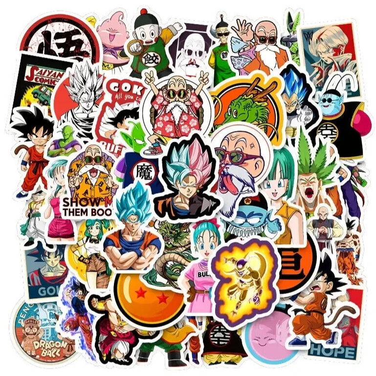 DRAGON BALL Z STICKERS (50pcs) 50 Fifty Vegeta Gohan Goku Die-Cut Anime