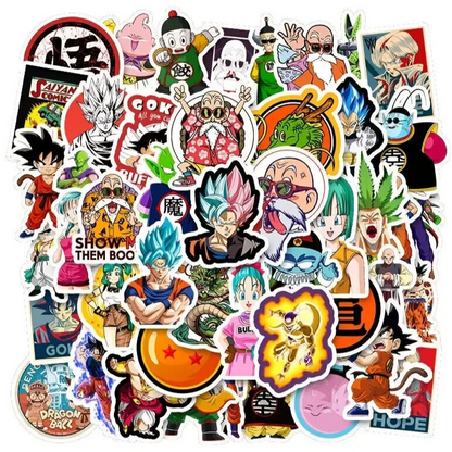 DRAGON BALL Z STICKERS (50pcs) 50 Fifty Vegeta Gohan Goku Die-Cut Anime