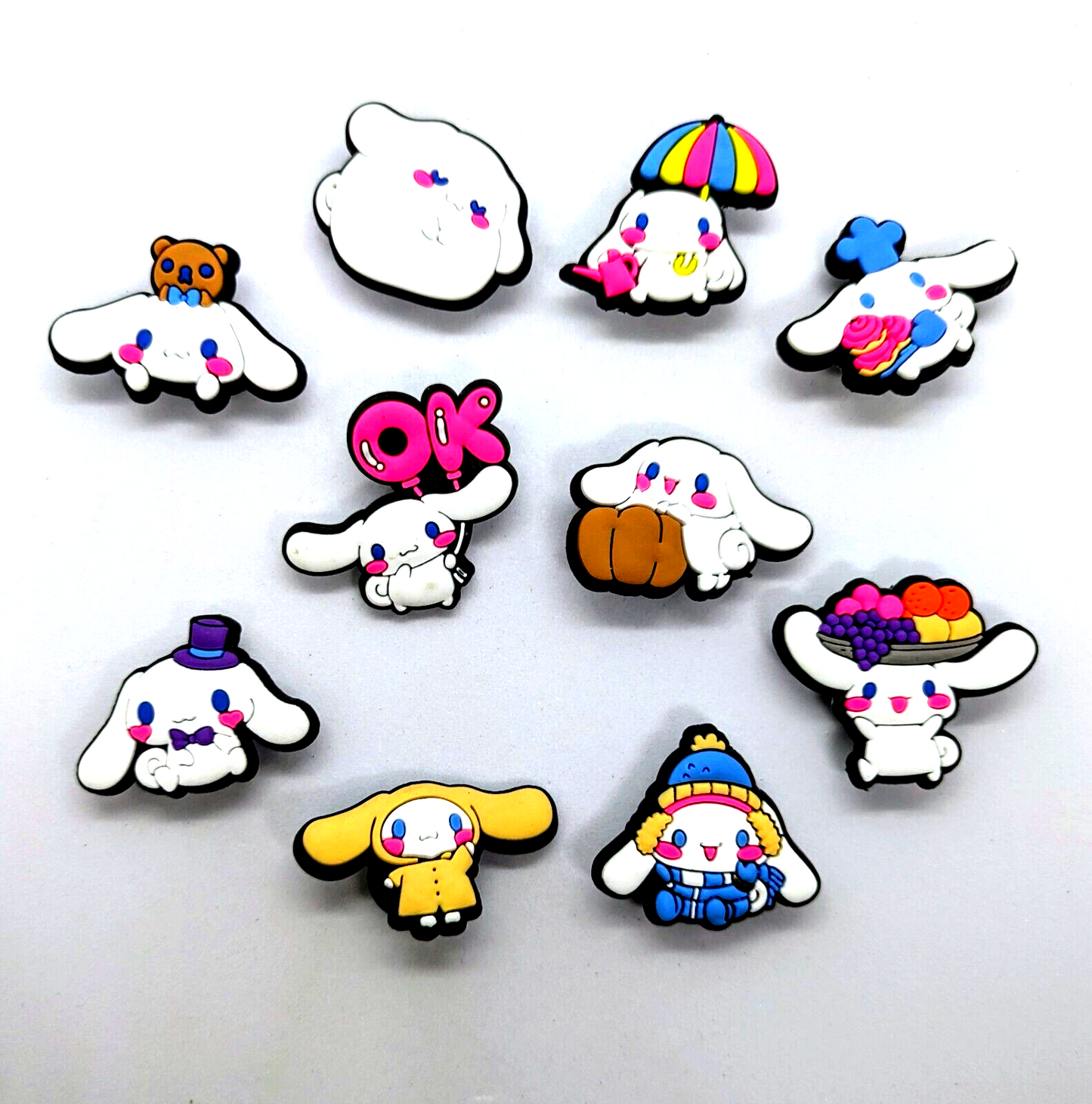 HELLO KITTY SHOE CHARMS (10pcs) Sanrio Cartoon Girl's Kawaii Gift Set Lot