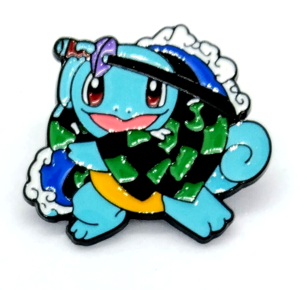 SQUIRTLE SAMURAI PIN Pokemon as Tanjiro Demon Slayer Anime Enamel Lapel Brooch