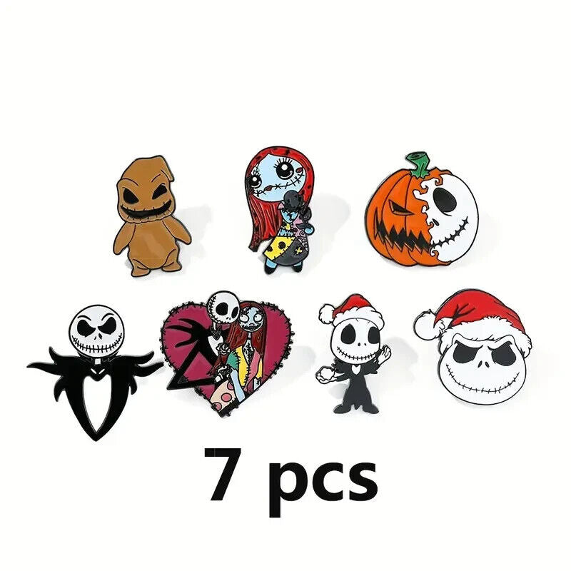 NIGHTMARE BEFORE CHRISTMAS PIN SET (7pcs) Disney Gift Enamel Lapel Brooch Lot