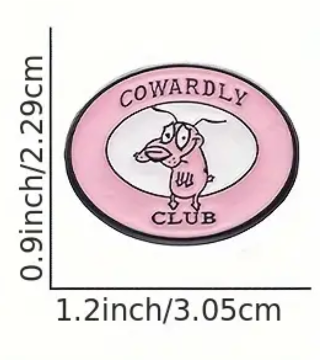 COURAGE THE COWARDLY DOG PIN Cowardly Club Enamel Brooch 90s 1990s Cartoon Toon