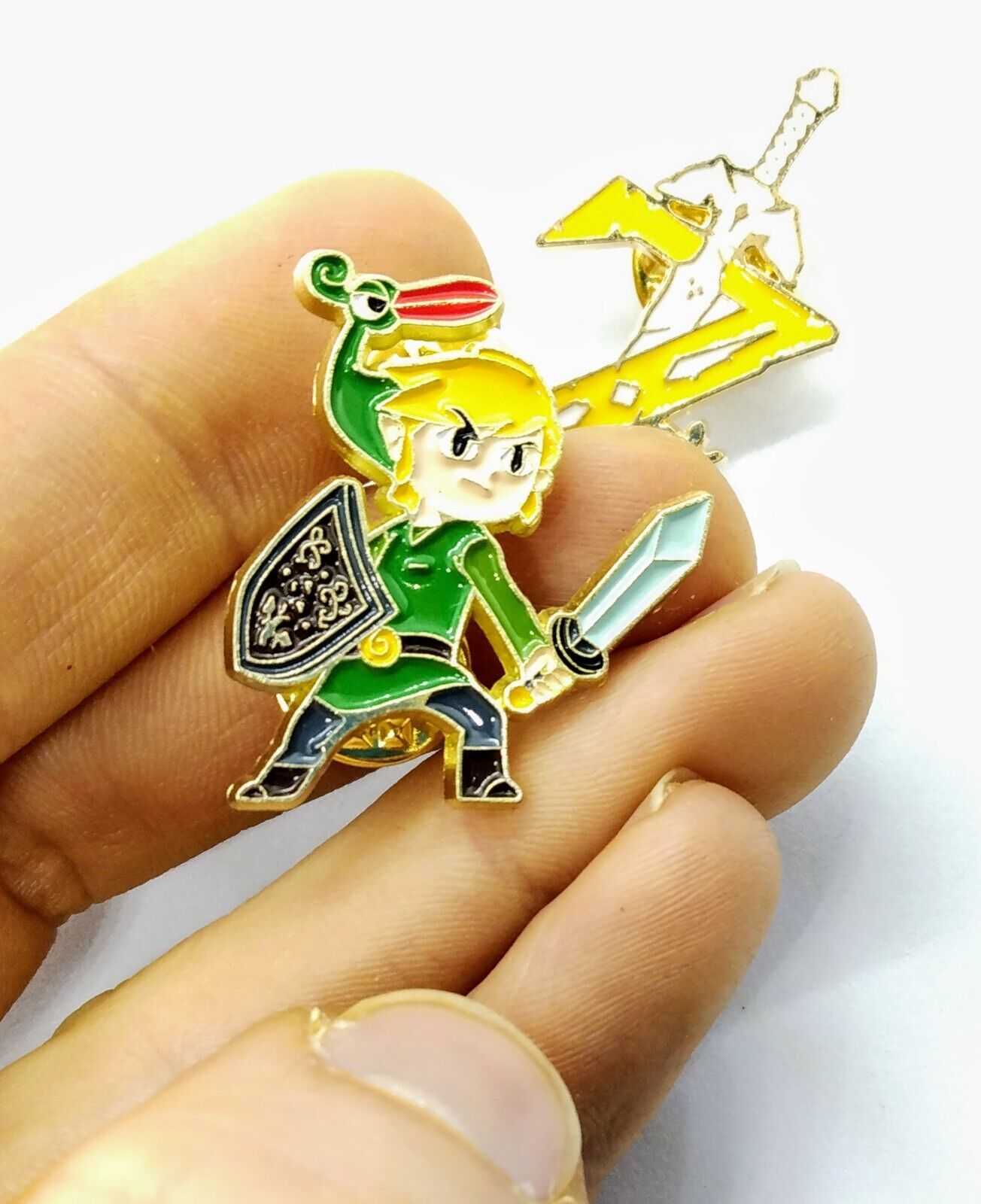 ZELDA PIN SET (2pcs) Link + "Z" Master Sword Enamel Brooches Lapel Backpack Gift