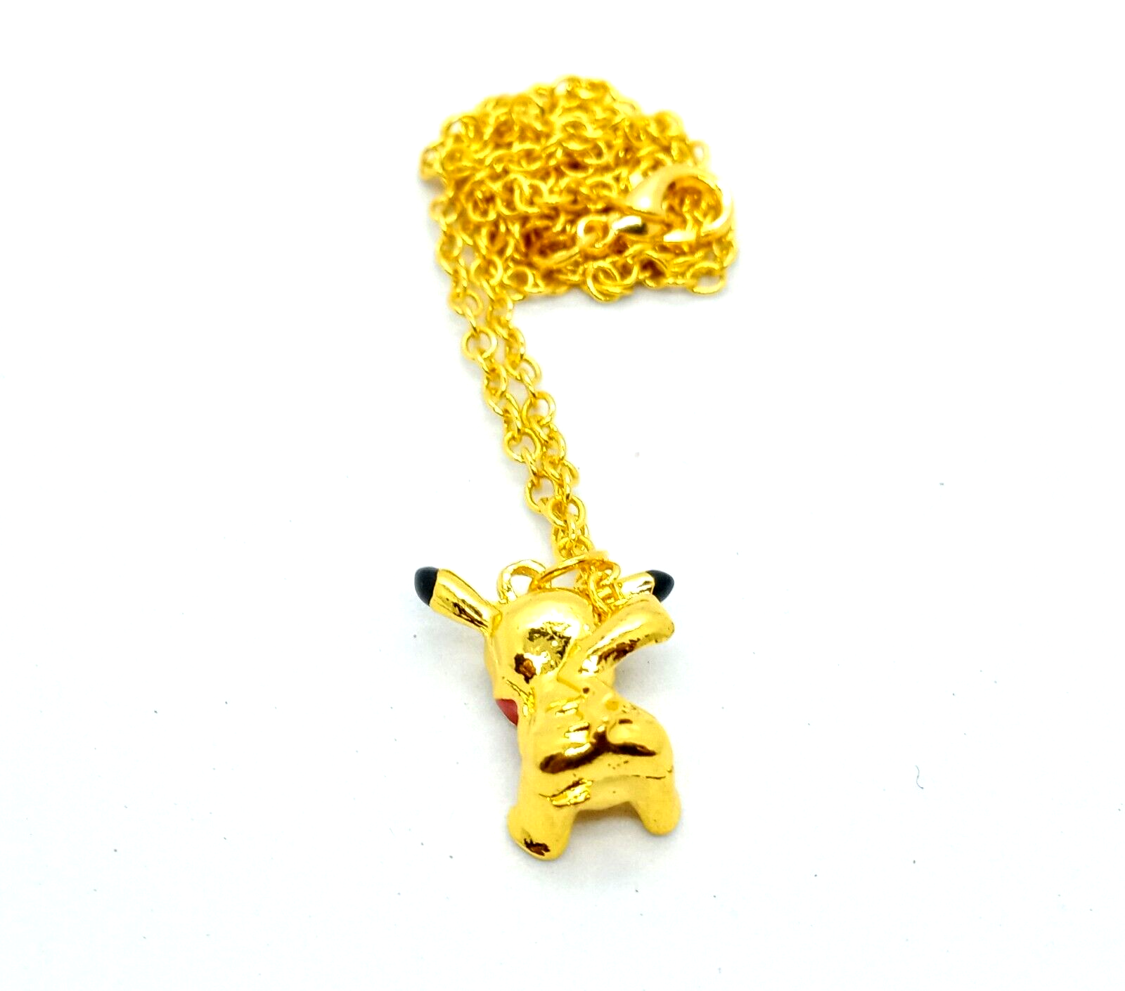 PIKACHU GOLDEN NECKLACE Pokemon Cute Kawaii Pendant & 23" Chain (Cool Gift!)