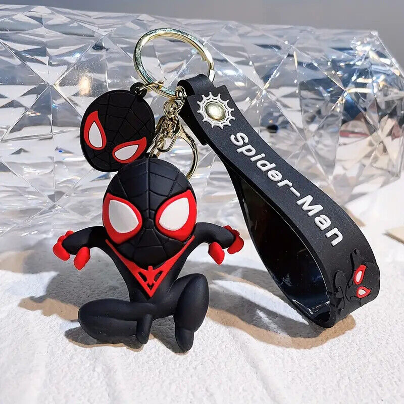 SPIDER-MAN SILICONE KEYCHAINS Marvel Superhero Key Chain/Keyring (You Choose!)