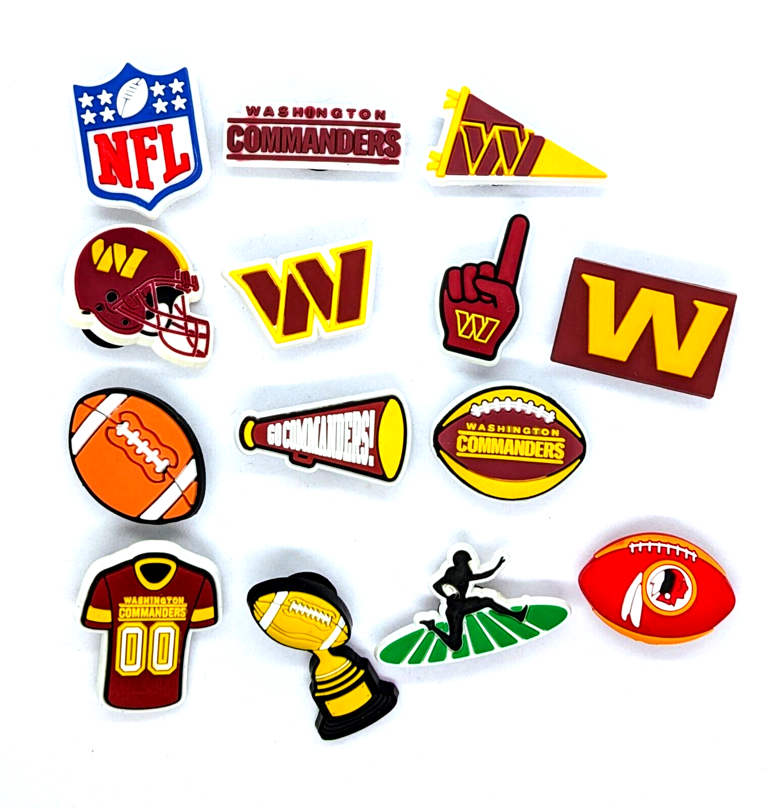 WASHINGTON COMMANDERS SHOE CHARMS (14pcs) Football Cool Gift Accessories Set Lot