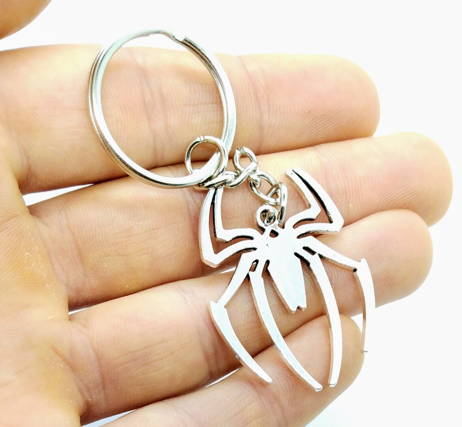 SPIDER-MAN KEYCHAIN Silver Spider Logo Key Chain/Keyring