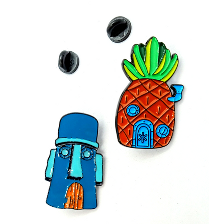 SPONGEBOB SQUAREPANTS PIN SET (2pcs) Pineapple & Squideward's Home Nickelodeon