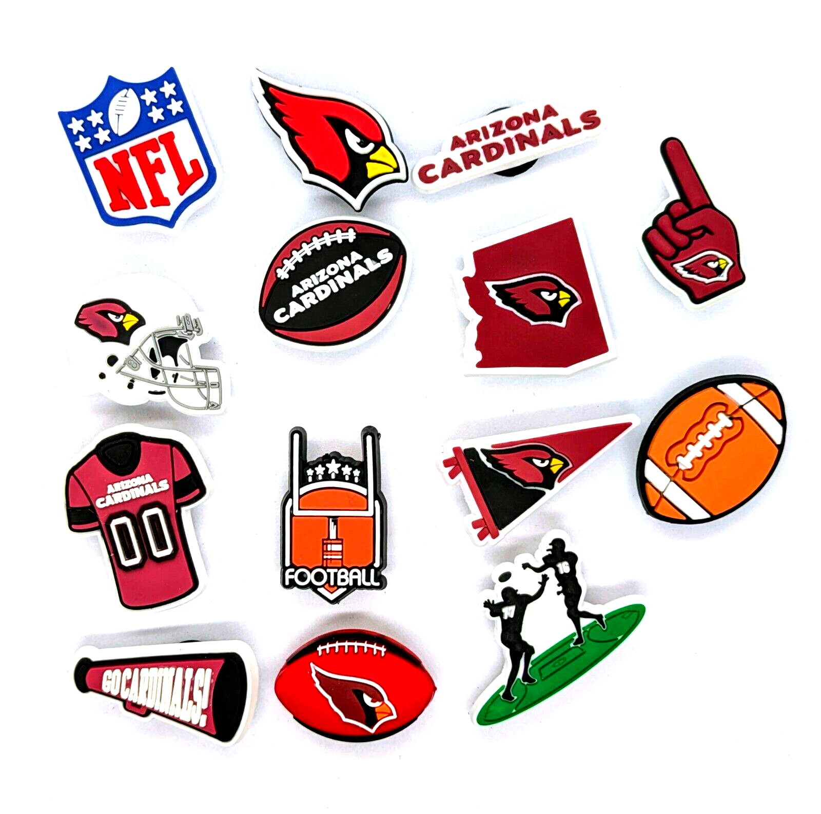 ARIZONA CARDINALS SHOE CHARMS (14pcs) Football Cool Gift Accessories Set Lot