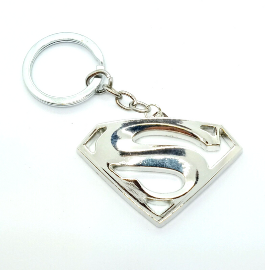 SILVER SUPERMAN KEYCHAIN Super-Man Logo DC Comics Design Key Chain/Keyring