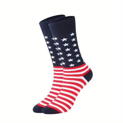 PATRIOTIC SOCKS American USA Flag July 4th Stars & Stripes Design Long Unisex