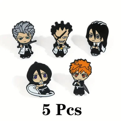 BLEACH CHARACTER PINS (5pcs) Anime Chibi Lapel Enamel Brooch Lot Set