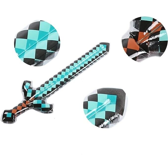 MINECRAFT INFLATEABLE SWORD (1pcs) Pixel Blow-up Toy Sword Video Game Gift