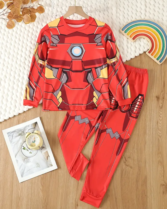 KID'S IRON MAN PAJAMA SET Youth/Boy's Superhero PJ PJs Top+Bottom (Pick Ur Size)