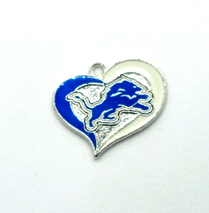 DETROIT LIONS HEART CHARM (x1) Big Discounts for Multiple Charms NFL Pendant