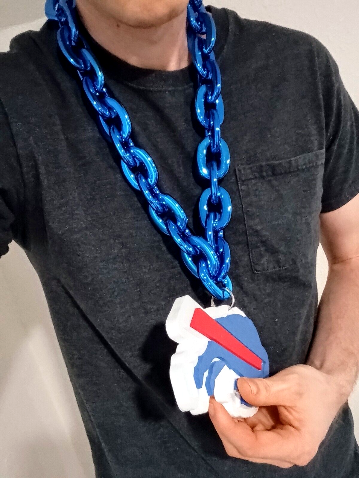 BUFFALO BILLS FOAM NECKLACE Blue Chain Large/Big/Jumbo Light-Weight Durable