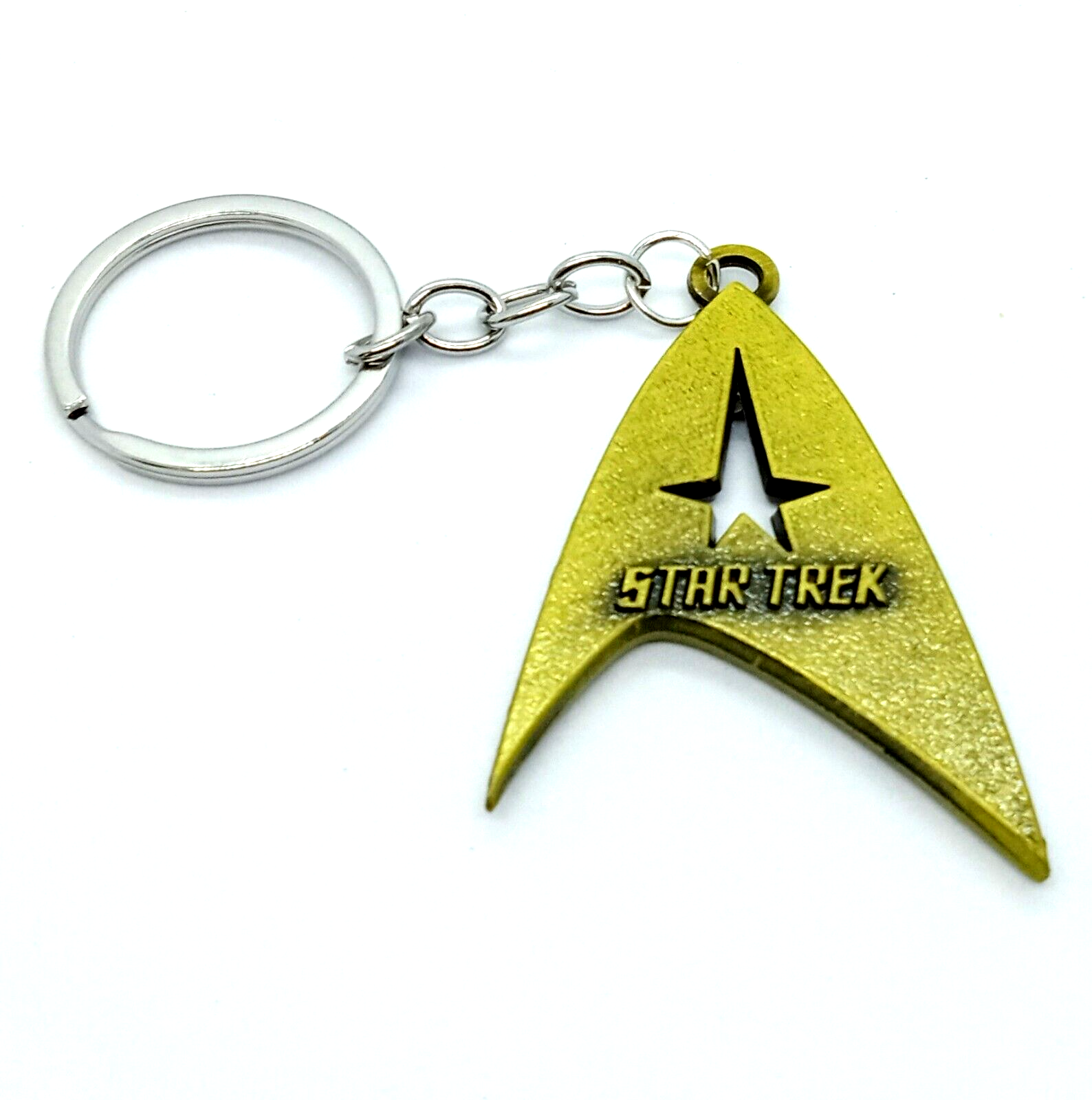 STAR TREK KEYCHAIN Gold Communicator SciFi Logo Trekkie Gift Key Chain/Keyring