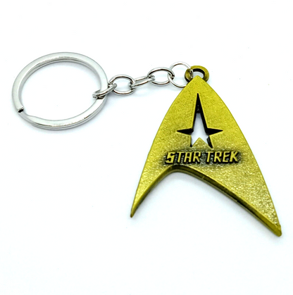 STAR TREK KEYCHAIN Gold Communicator SciFi Logo Trekkie Gift Key Chain/Keyring