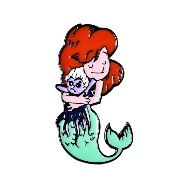 LITTLE MERMAID PIN Disney Ariel w/ Ursula Plush Cute Gift Enamel Lapel Brooch