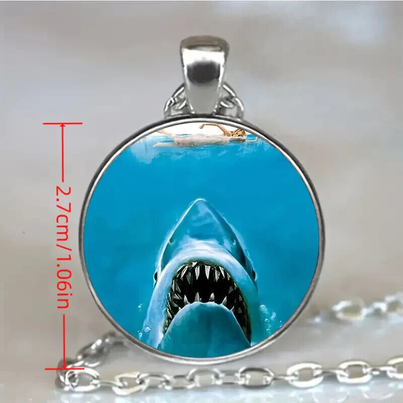 JAWS NECKLACE Shark Universal Pictures Film Classic Gift Silver Chain