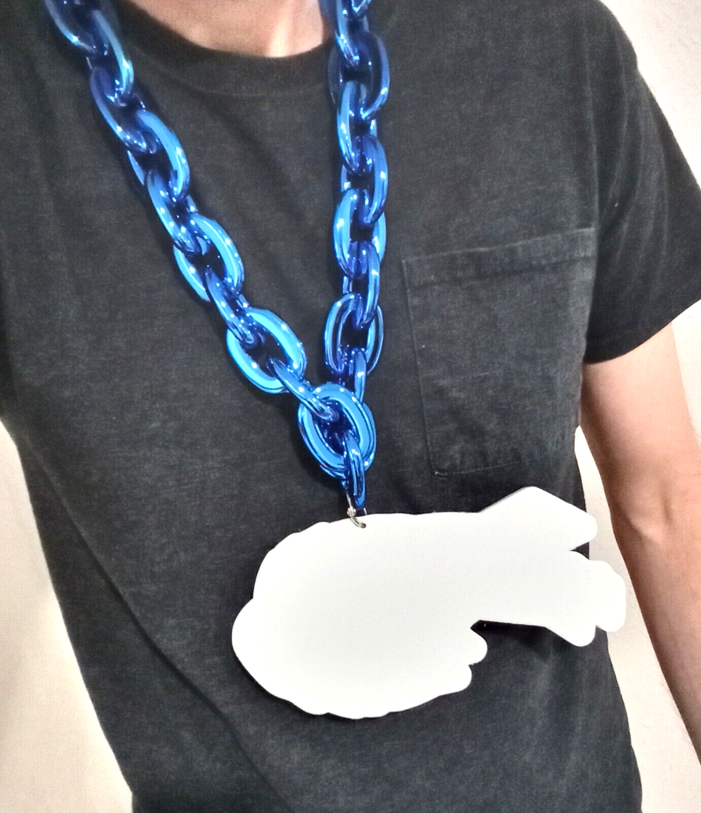 BUFFALO BILLS FOAM NECKLACE Blue Chain Large/Big/Jumbo Light-Weight Durable